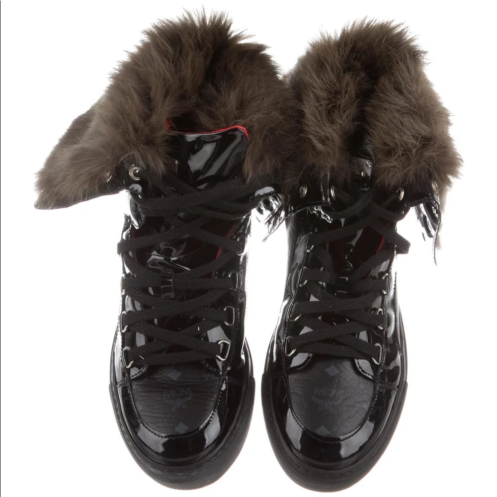 MCM Rabbit Fur High-Top Sneakers